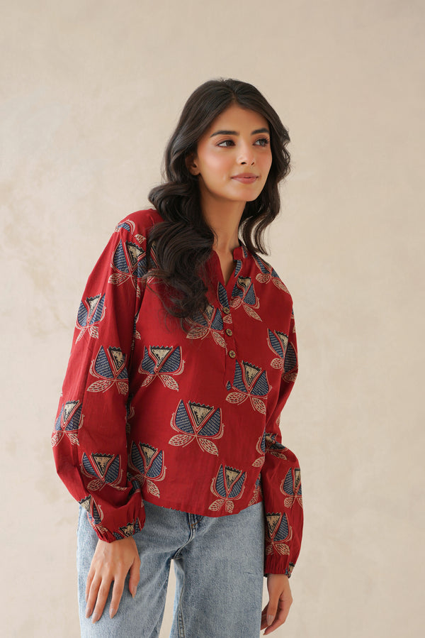 Maroon Motif Everyday Top
