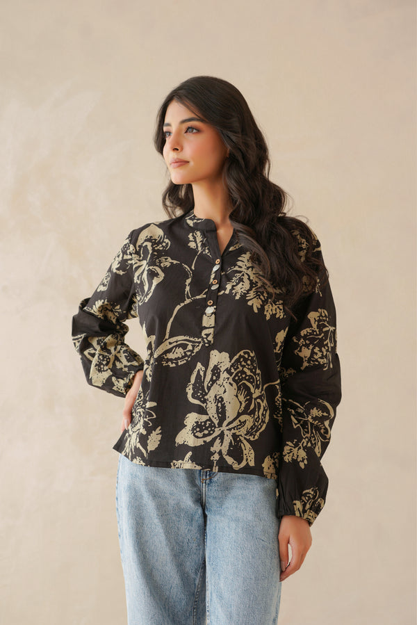 Black Floral Everyday Top