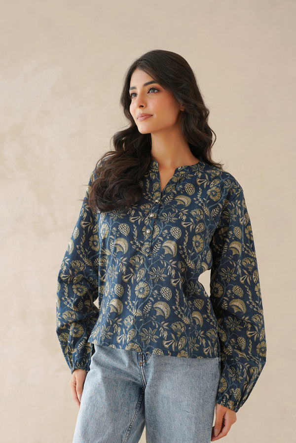 Blue Floral Everyday Top