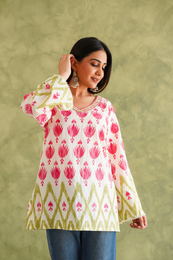 MULTI IKAT COTTON KURTI