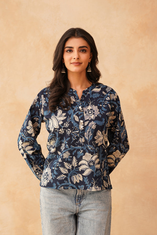 Navy Floral Everyday Top