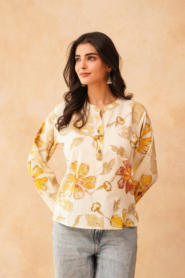 Yellow Floral Everyday Top