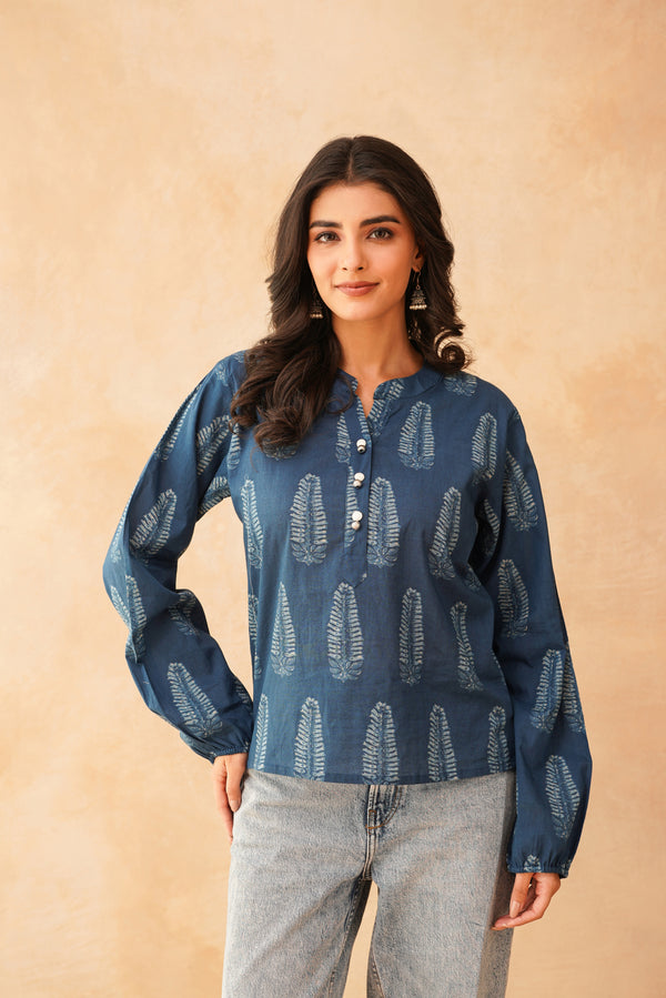 Indigo Motif Everyday Top