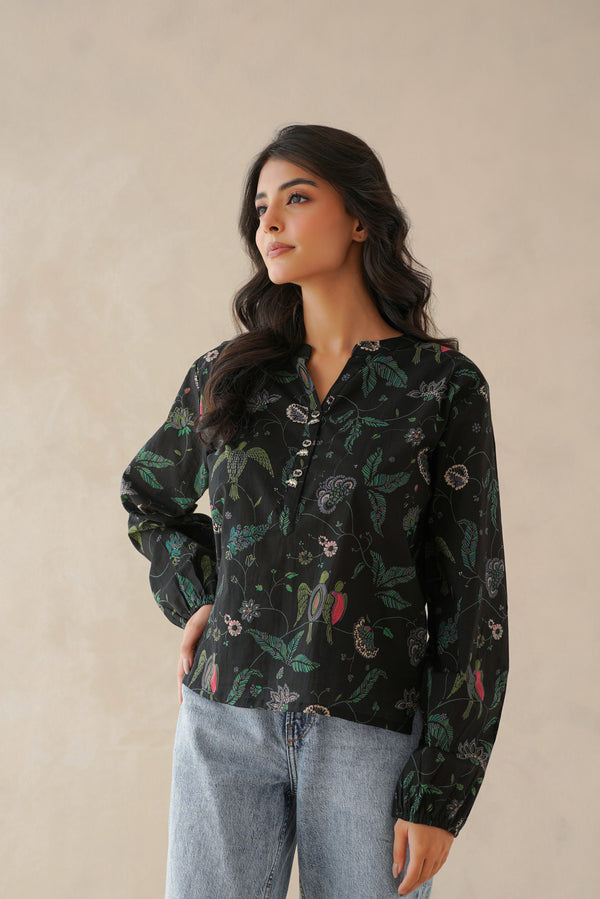 Black Tropical Everyday Top